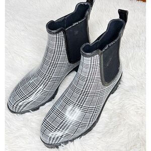 Jeffrey Campbell Cloudy Chelsea Plaid Rain Boots Size 9